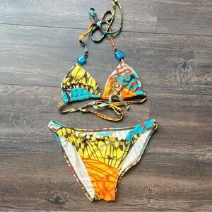 y2k letarte butterfly wing bikini set with blue gems